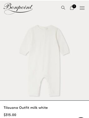 Bonpoint Tilouana White Long-Sleeve One-Piece